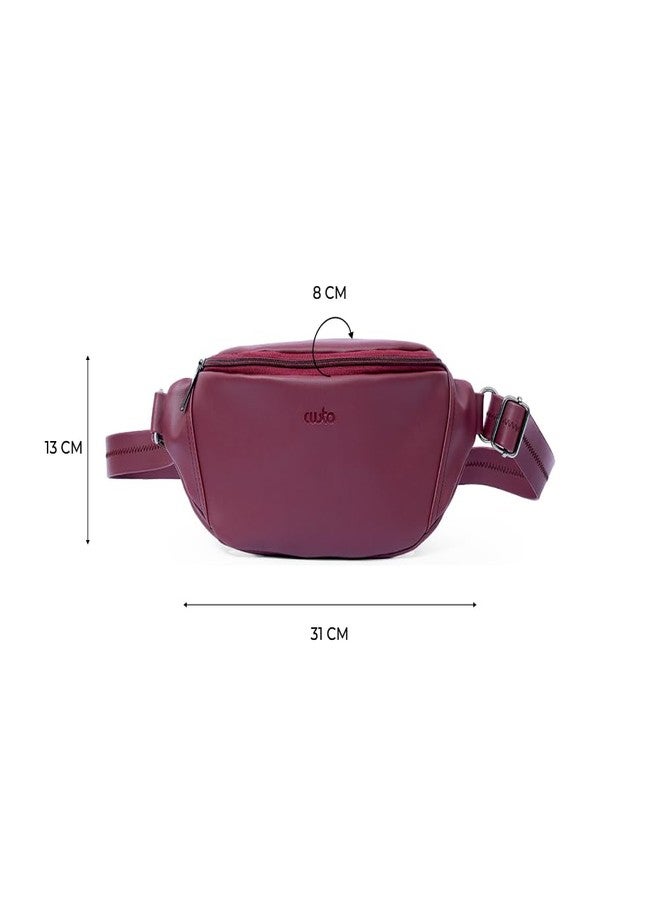 Custo Dash Crossbody Sling | Travel Fanny Pack for Men, Women | Vegan Leather Shoulder Bag with Internal & External Pockets (Burgundy) - Image 3